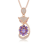 Rose Plated Amethyst Fox Pendant Necklace 925 Sterling Silver Dating Jewelry