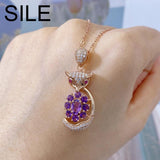 Rose Plated Amethyst Fox Pendant Necklace 925 Sterling Silver Dating Jewelry