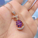 Rose Plated Amethyst Fox Pendant Necklace 925 Sterling Silver Dating Jewelry