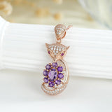 Rose Plated Amethyst Fox Pendant Necklace 925 Sterling Silver Dating Jewelry