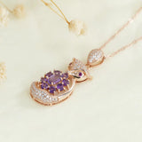 Rose Plated Amethyst Fox Pendant Necklace 925 Sterling Silver Dating Jewelry