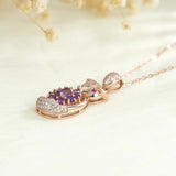 Rose Plated Amethyst Fox Pendant Necklace 925 Sterling Silver Dating Jewelry