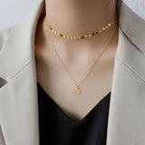 925 Silver Double Layer Pendant Necklace Chain for Women