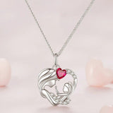 925 Silver Mother & Child Pendant Necklace Platinum Plated