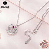 925 Silver Mother & Child Pendant Necklace Platinum Plated