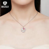 925 Silver Mother & Child Pendant Necklace Platinum Plated