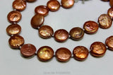 Orange Freshwater Pearl Necklace Coin Shape 12mm