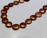 Orange Freshwater Pearl Necklace Coin Shape 12mm