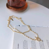 925 Silver O T Buckle Layer Chain Necklace Women's Silver Jewelry