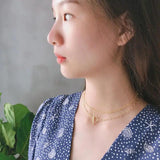 925 Silver O T Buckle Layer Chain Necklace Women's Silver Jewelry