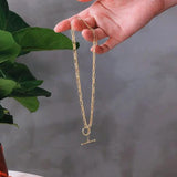 925 Silver O T Buckle Layer Chain Necklace Women's Silver Jewelry