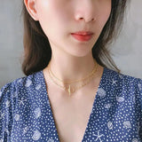 925 Silver O T Buckle Layer Chain Necklace Women's Silver Jewelry
