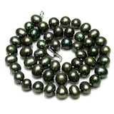 Green Potato Shape Freshwater Pearl Necklace 8x9mm