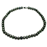 Green Potato Shape Freshwater Pearl Necklace 8x9mm
