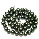 Green Potato Shape Freshwater Pearl Necklace 8x9mm