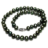Green Potato Shape Freshwater Pearl Necklace 8x9mm