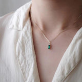 925 Silver Green Zircon Choker Pendant Necklace Gift NK143