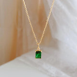 925 Silver Green Zircon Choker Pendant Necklace Gift NK143