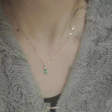 925 Silver Green Zircon Choker Pendant Necklace Gift NK143