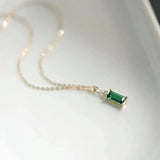925 Silver Green Zircon Choker Pendant Necklace Gift NK143