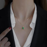 925 Silver Green Zircon Choker Pendant Necklace Gift NK143