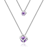 925 Silver Double Layer Crystal Pendant Necklace for Women