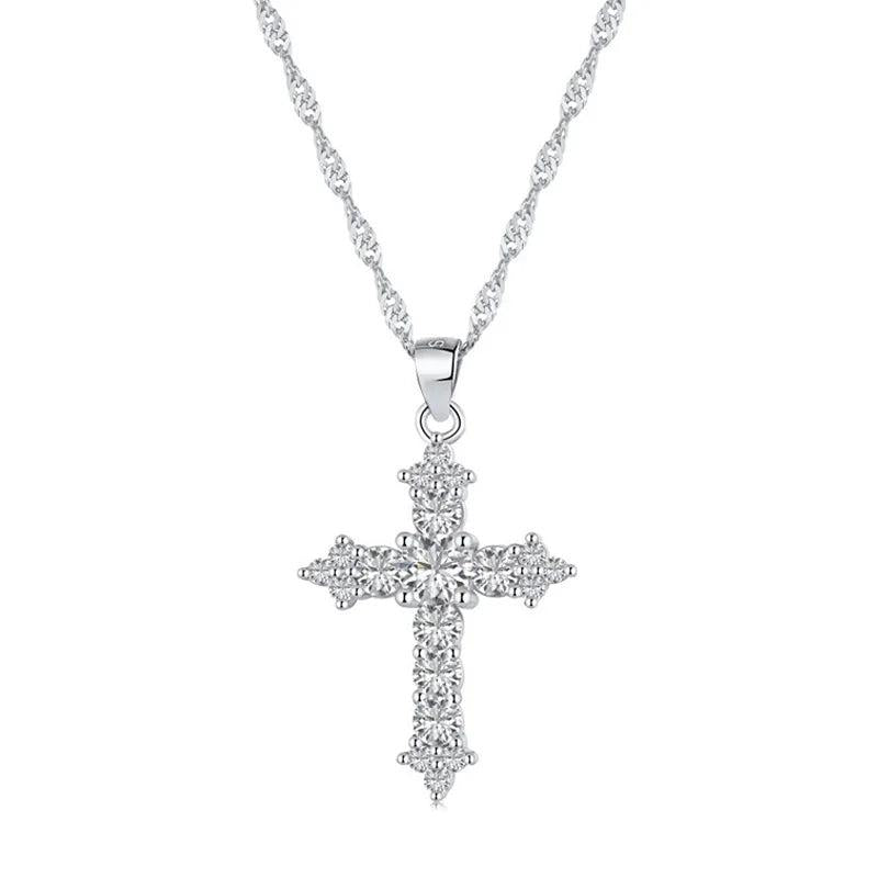 Zircon Cross Pendant Choker Necklace Women Rhinestone Lady Necklace
