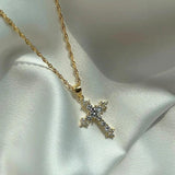 Zircon Cross Pendant Choker Necklace Women Rhinestone Lady Necklace