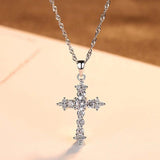 Zircon Cross Pendant Choker Necklace Women Rhinestone Lady Necklace