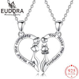Eudora 925 Silver Cat Heart Necklace Set