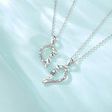 Eudora 925 Silver Cat Heart Necklace Set
