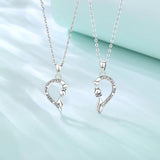 Eudora 925 Silver Cat Heart Necklace Set