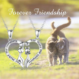 Eudora 925 Silver Cat Heart Necklace Set