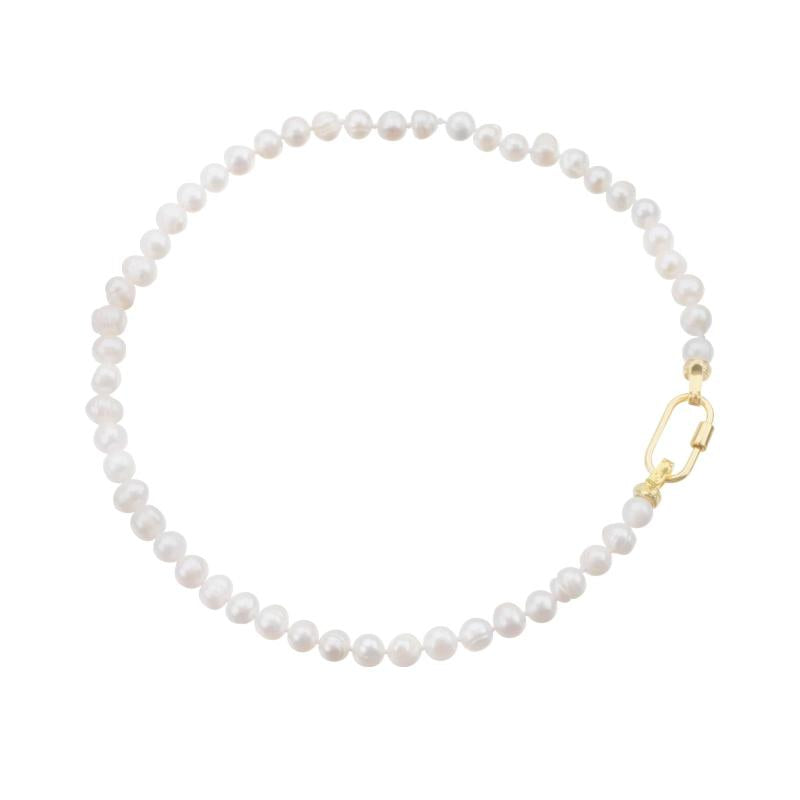 Freshwater Pearl Choker Necklace with Brass Plated Clasp