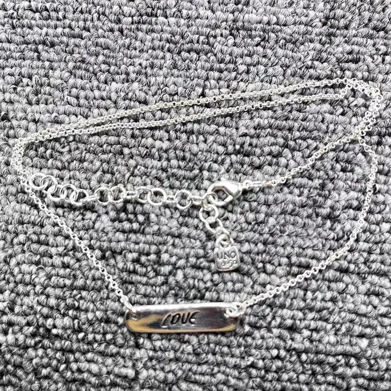 Electroplated 925 Silver Nameplate Necklace Love Lucky Holiday Gift