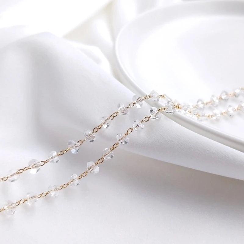 14K Filled 3x4.5MM Zircon Crystal Beads Necklace Chains DIY Jewelry