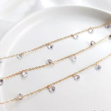 14K True Filled Retention Zircon Crystal Beads Necklace Chains