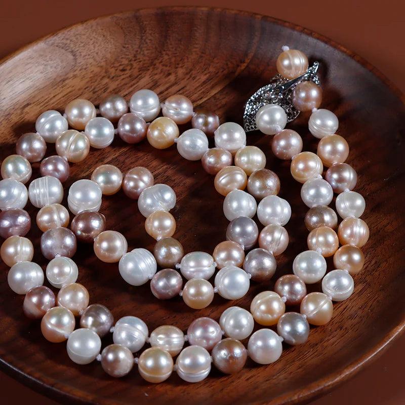 Mixed Colour Sweater Chain with Freshwater Pearls
