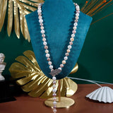 Mixed Colour Sweater Chain with Freshwater Pearls