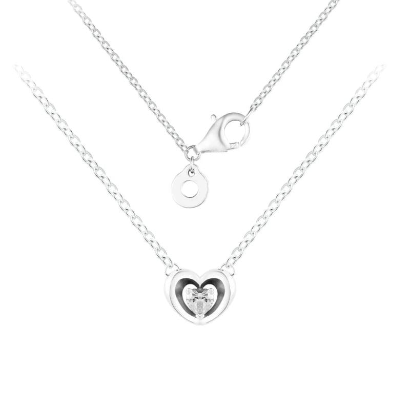 Radiant Heart & Floating Stone Pendant Silver 925 For Women & Men