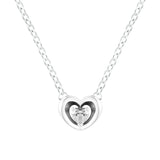 Radiant Heart & Floating Stone Pendant Silver 925 For Women & Men