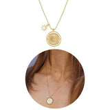 Sterling Silver Moon Sun Pendant Necklace Choker Clavicle Pearl Jewelry