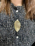 18K Leaf Necklace Winter Sweater Decoration Pendant Boutique Jewelry