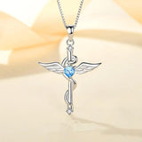 925 Silver Zircon Angel Wings Pendant Necklace Wedding Party Gift