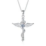 925 Silver Zircon Angel Wings Pendant Necklace Wedding Party Gift