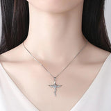 925 Silver Zircon Angel Wings Pendant Necklace Wedding Party Gift