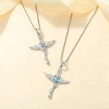 925 Silver Zircon Angel Wings Pendant Necklace Wedding Party Gift
