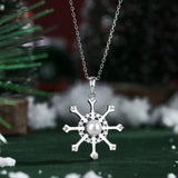 925 Sterling Silver Zircon Pearl Snowflake Necklace