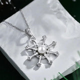 925 Sterling Silver Zircon Pearl Snowflake Necklace