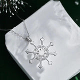 925 Sterling Silver Zircon Pearl Snowflake Necklace